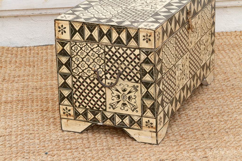 Vintage Tribal Motif Black & White Chest