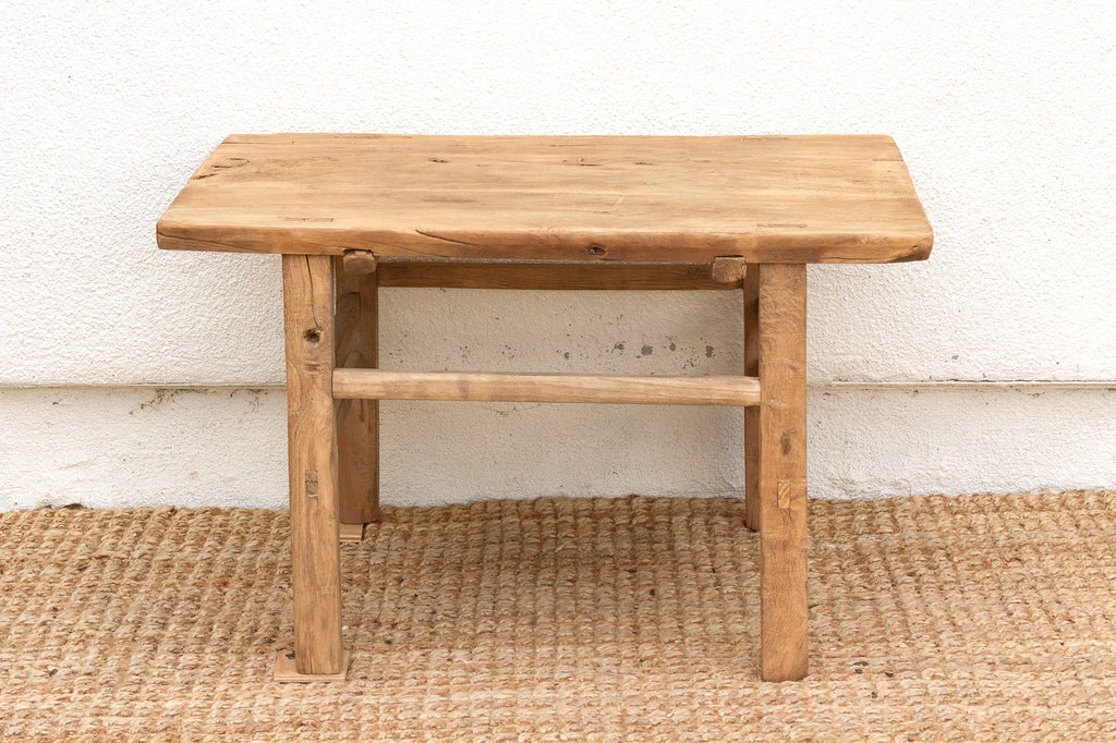 Antique Rustic Stretcher Base End Table (Trade)