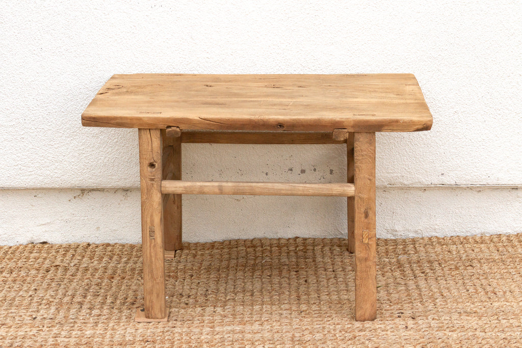 Antique Rustic Stretcher Base End Table (Trade)