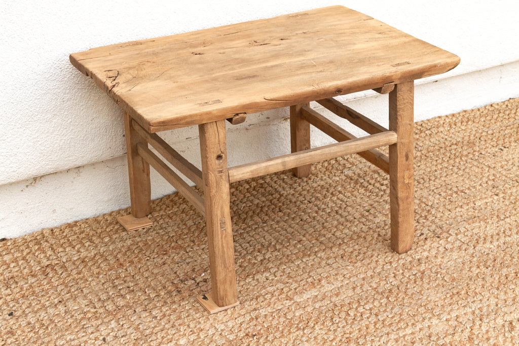 Antique Rustic Stretcher Base End Table (Trade)