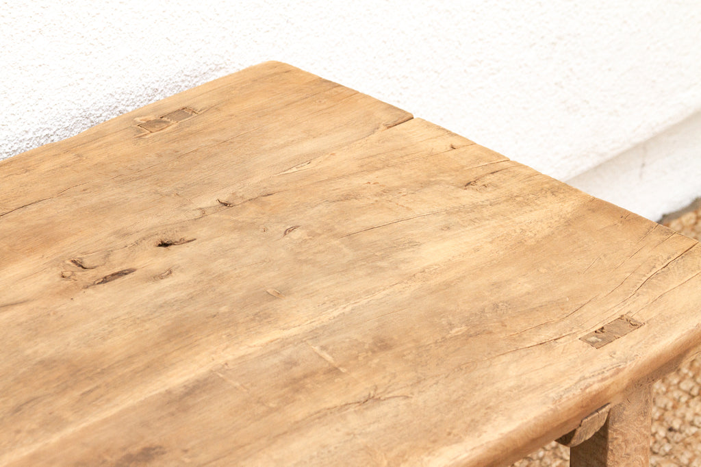 Antique Rustic Stretcher Base End Table (Trade)