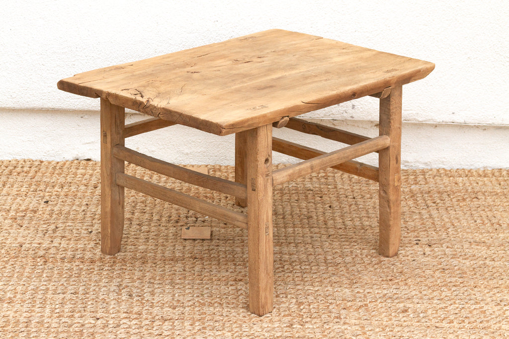 Antique Rustic Stretcher Base End Table (Trade)