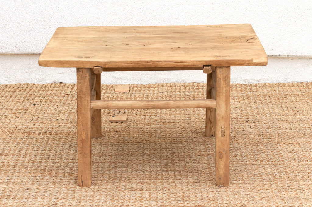 Antique Rustic Stretcher Base End Table (Trade)