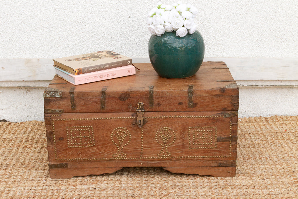Antique Zanzibar Brass Bound Teak Chest