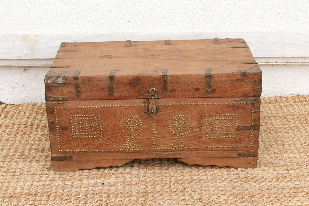 Antique Zanzibar Brass Bound Teak Chest