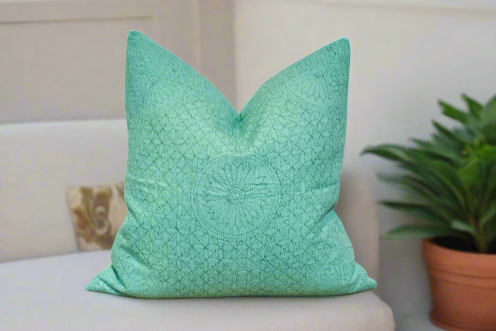 Seafoam Hand-Stitched Pillow Cover