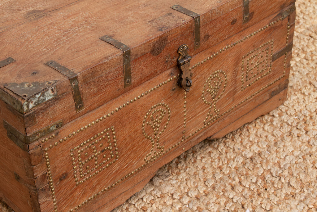 Antique Zanzibar Brass Bound Teak Chest