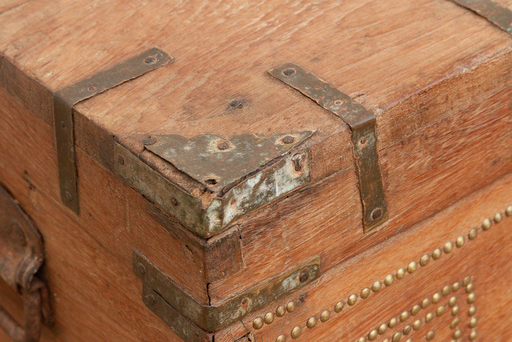 Antique Zanzibar Brass Bound Teak Chest