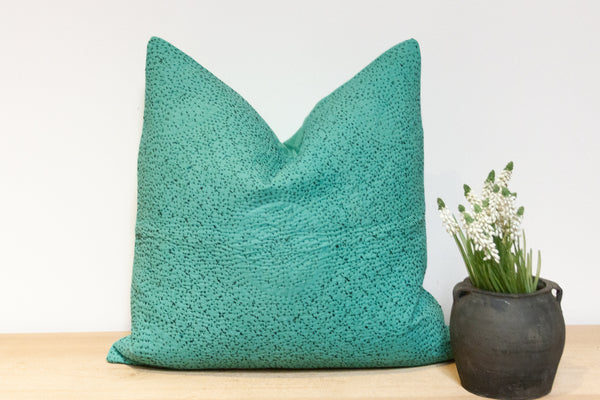 Aqua Hand-Stitched Pillow Cover