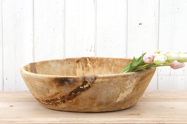 Antique French Bleached Wood Bowl