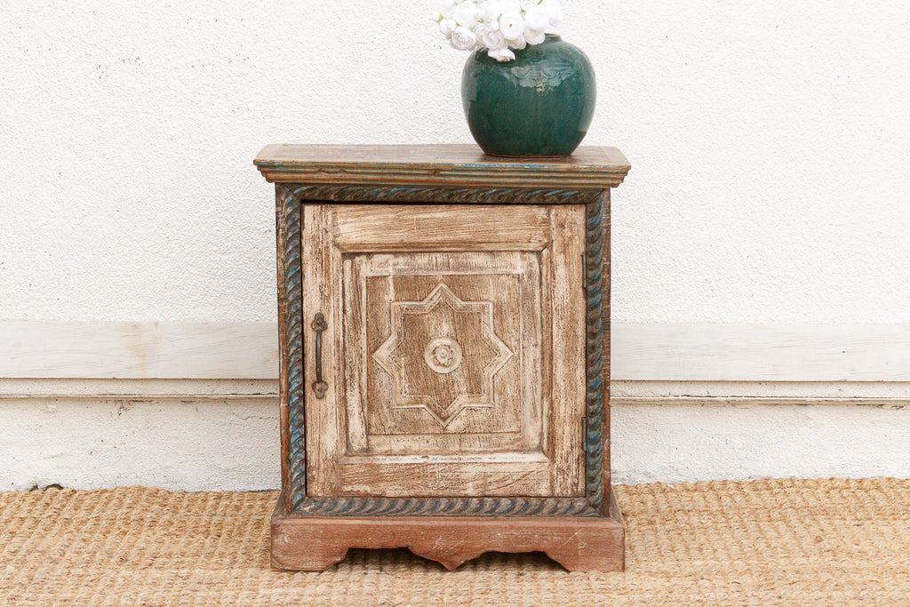 Rustic Reclaimed Door Nightstand Cabinet (Trade)