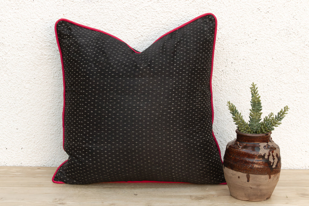 Rasa Black Dotted Ahir Handloom Pillow