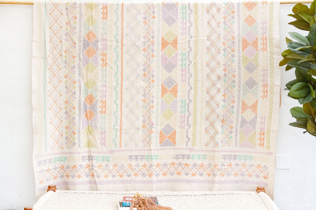 Global Eclectic Hand-stitched Cotton Kantha Bedcover (Trade)