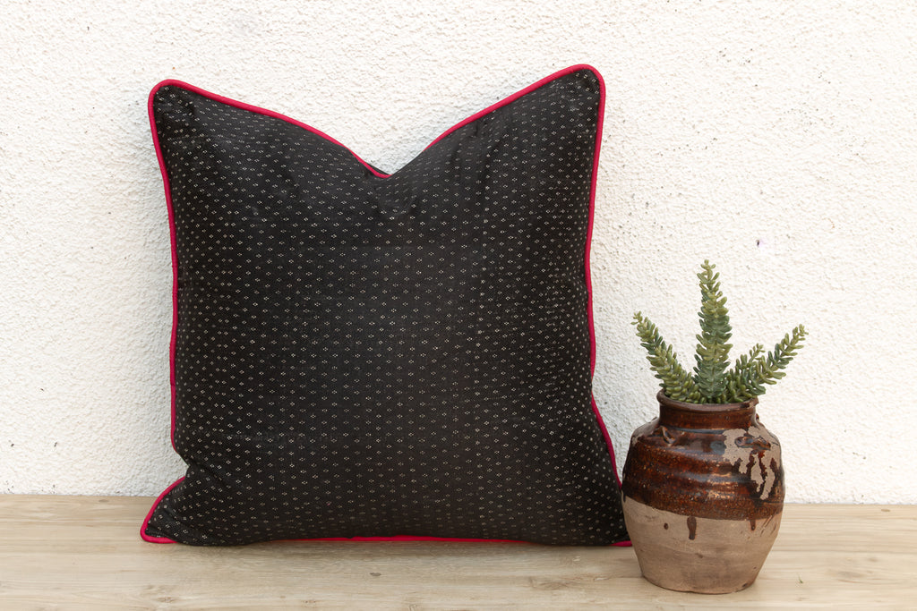 Rasa Black Dotted Ahir Handloom Pillow