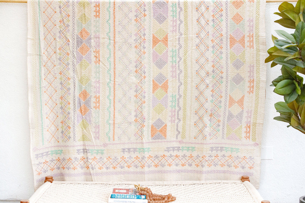 Global Eclectic Hand-stitched Cotton Kantha Bedcover (Trade)
