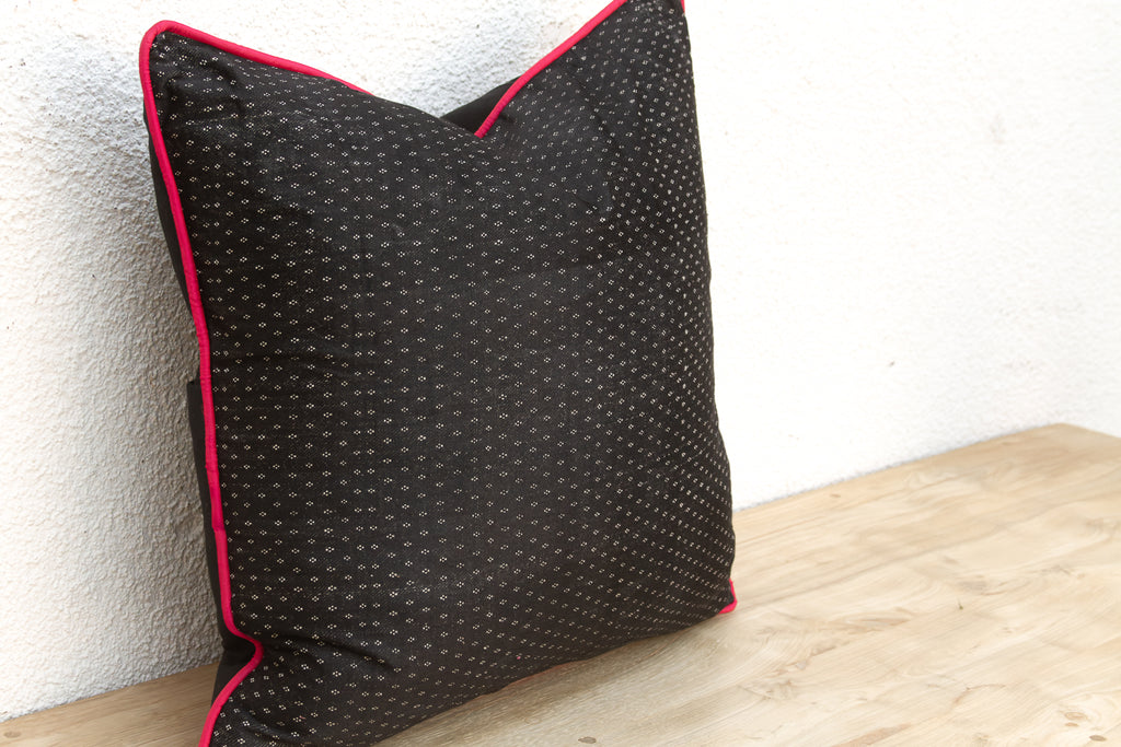 Rasa Black Dotted Ahir Handloom Pillow