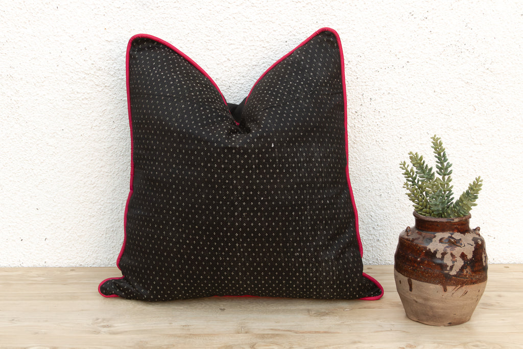 Vana Black Dotted Ahir Handloom Pillow (Trade)
