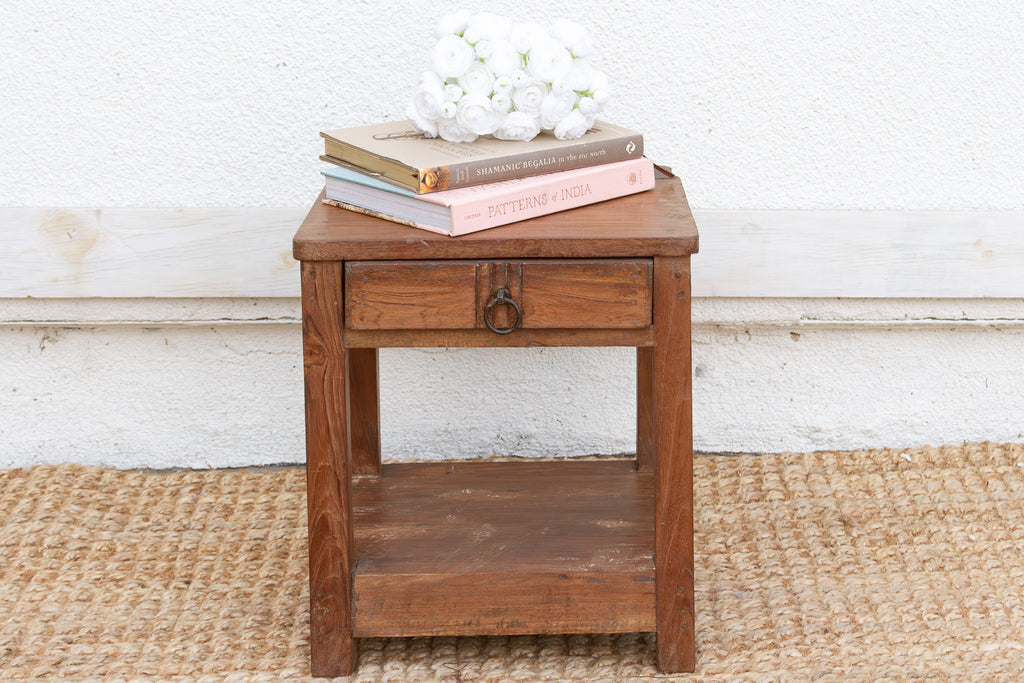 Small Antique Colonial Teak End Table
