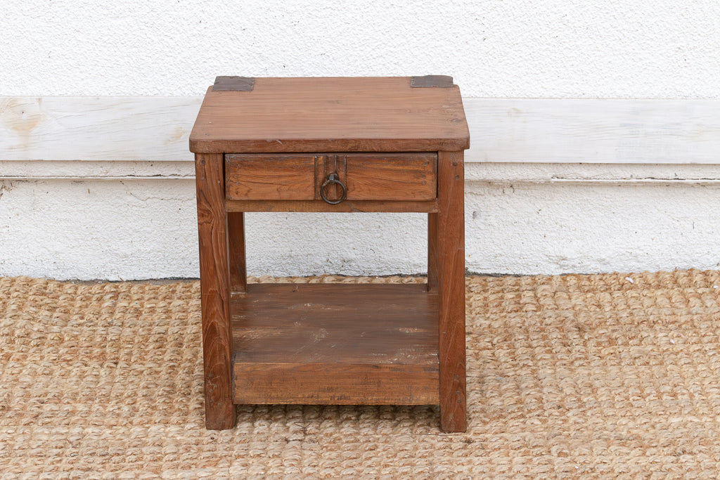Small Antique Colonial Teak End Table