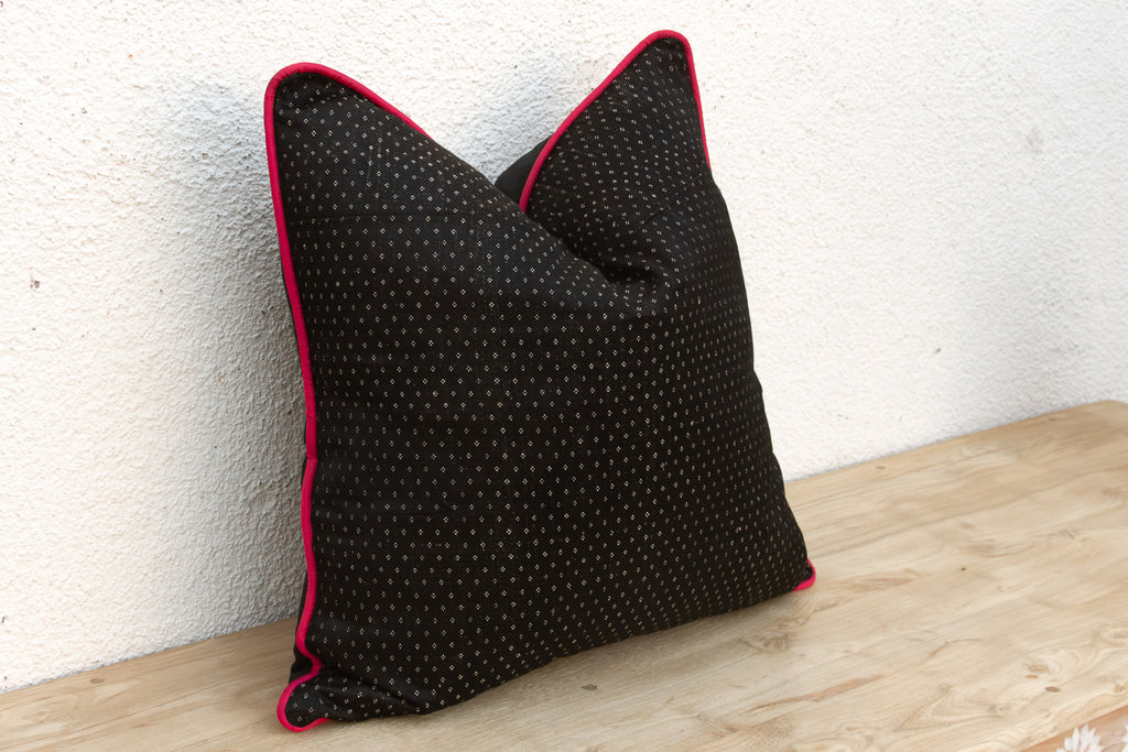 Vana Black Dotted Ahir Handloom Pillow (Trade)