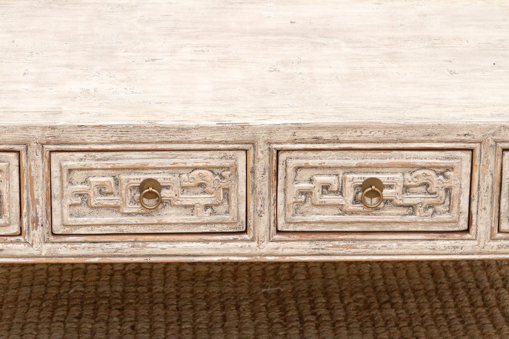 Distressed White Traditional Ming Coffee Table
