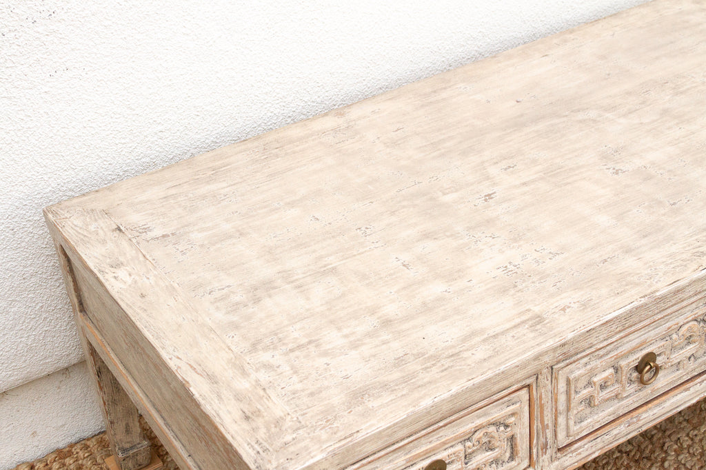 Distressed White Traditional Ming Coffee Table