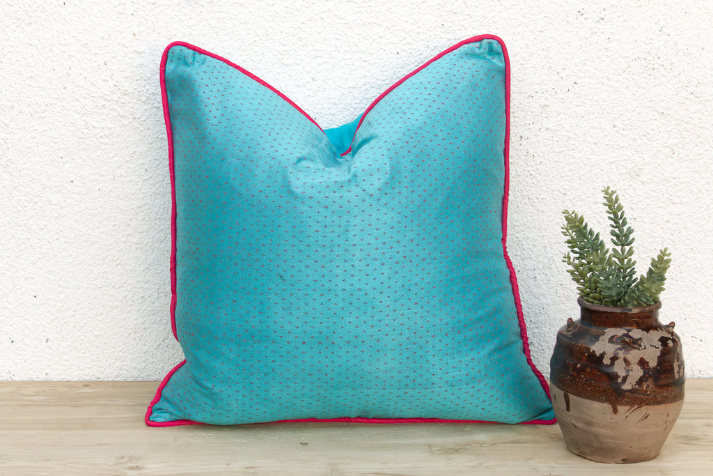 Neelam Blue Dotted Ahir Handloom Pillow