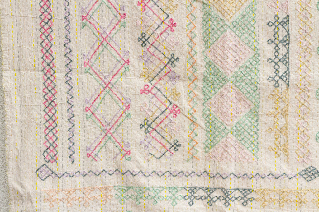 Bohemian Rhapsody Hand-stitched Cotton Kantha Bedcover (Trade)