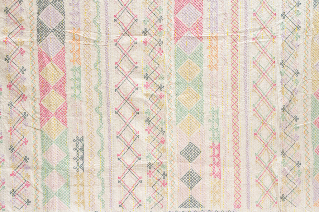 Bohemian Rhapsody Hand-stitched Cotton Kantha Bedcover (Trade)