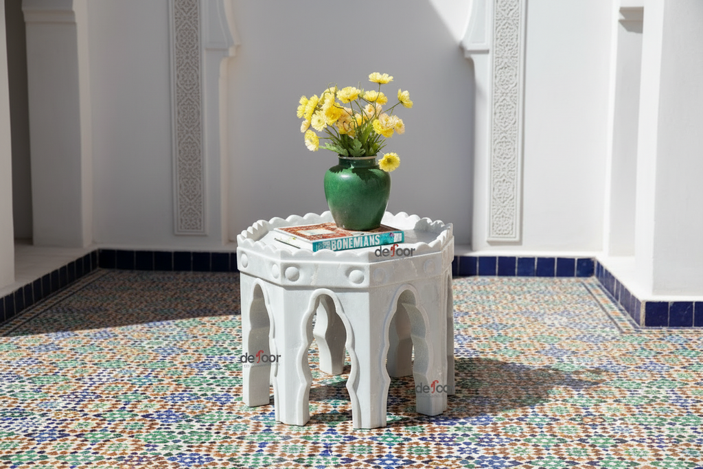 Carved Octagonal Mudejar Marble Table