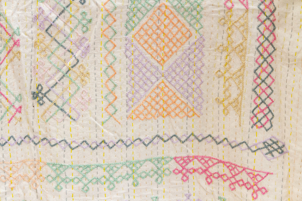 Bohemian Rhapsody Hand-stitched Cotton Kantha Bedcover (Trade)