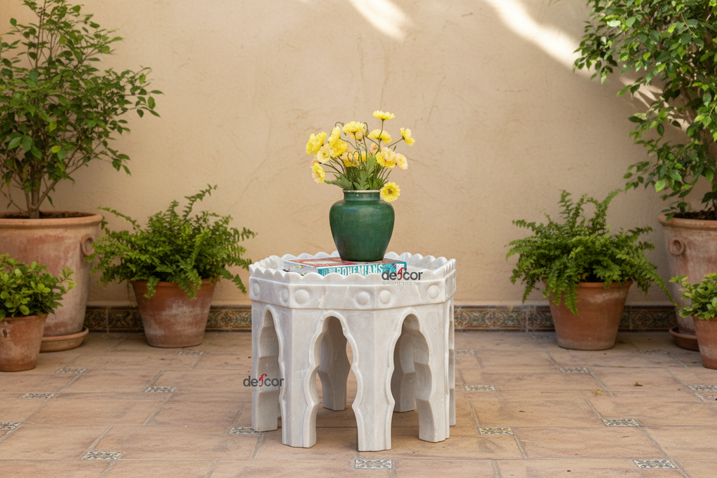 Carved Octagonal Mudejar Marble Table (Trade)