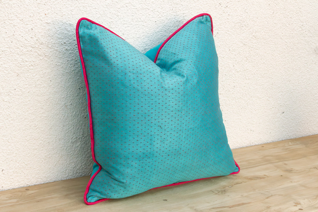 Neelam Blue Dotted Ahir Handloom Pillow