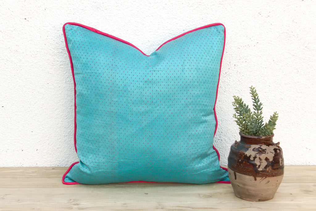 Toya Blue Dotted Ahir Handloom Pillow