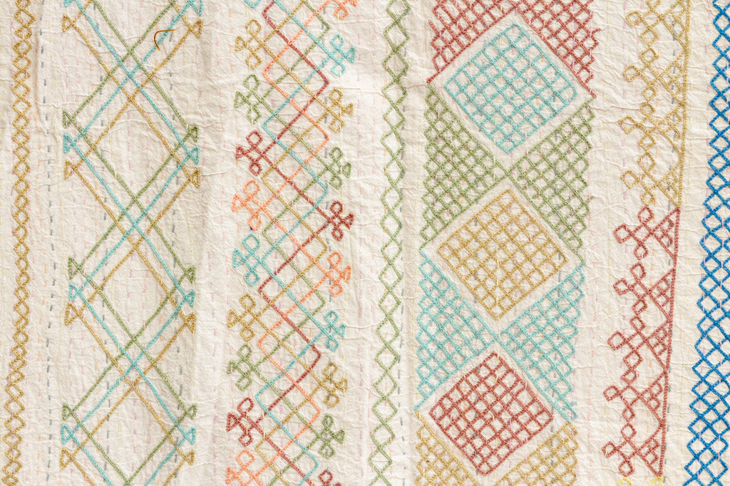 Coastal Cool Hand-stitched Cotton Kantha Bedcover (Trade)