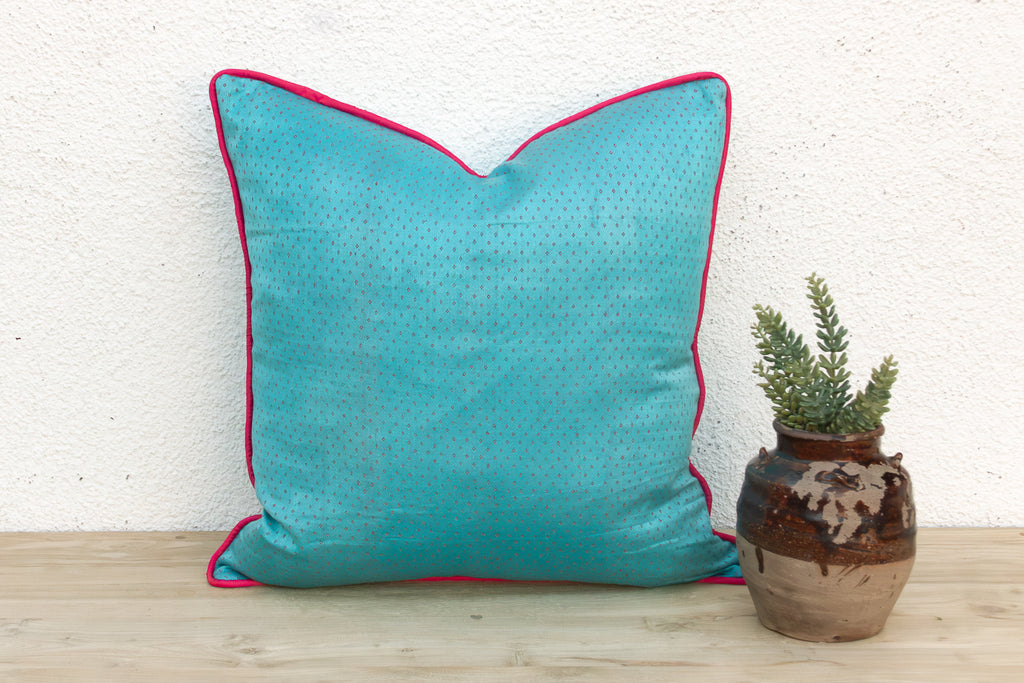 Toya Blue Dotted Ahir Handloom Pillow