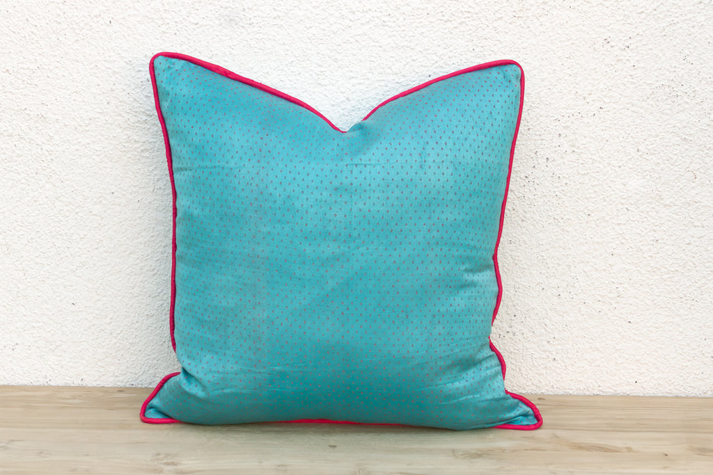 Toya Blue Dotted Ahir Handloom Pillow
