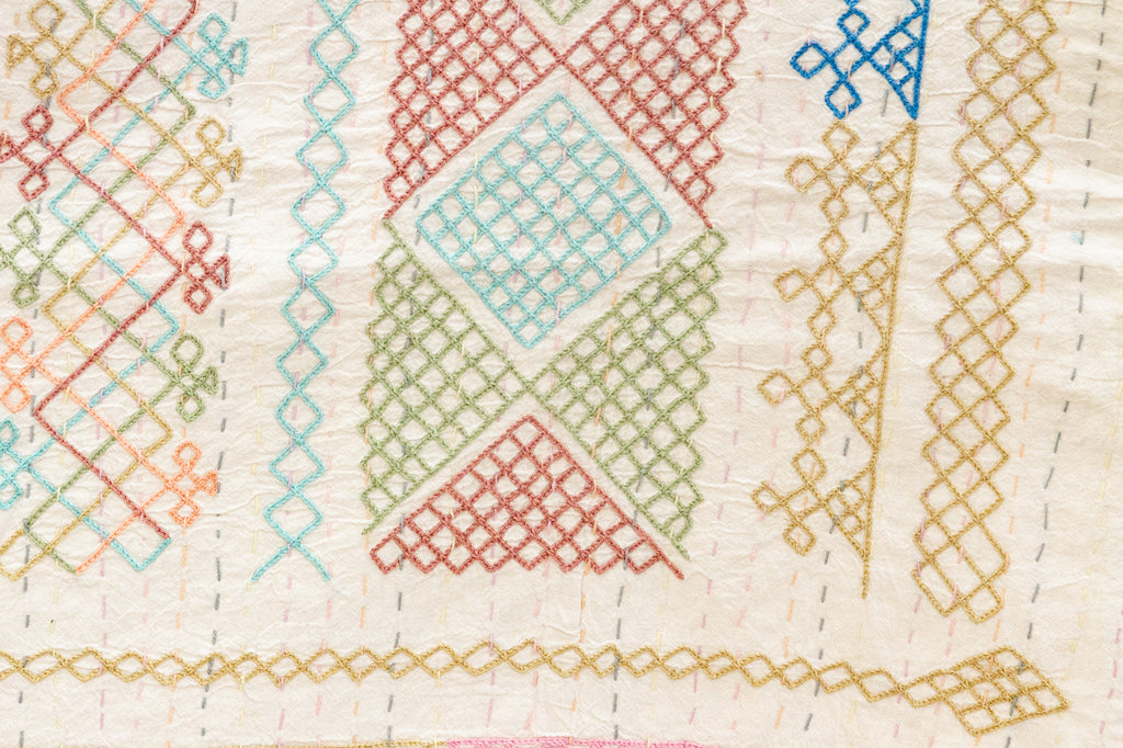 Coastal Cool Hand-stitched Cotton Kantha Bedcover (Trade)