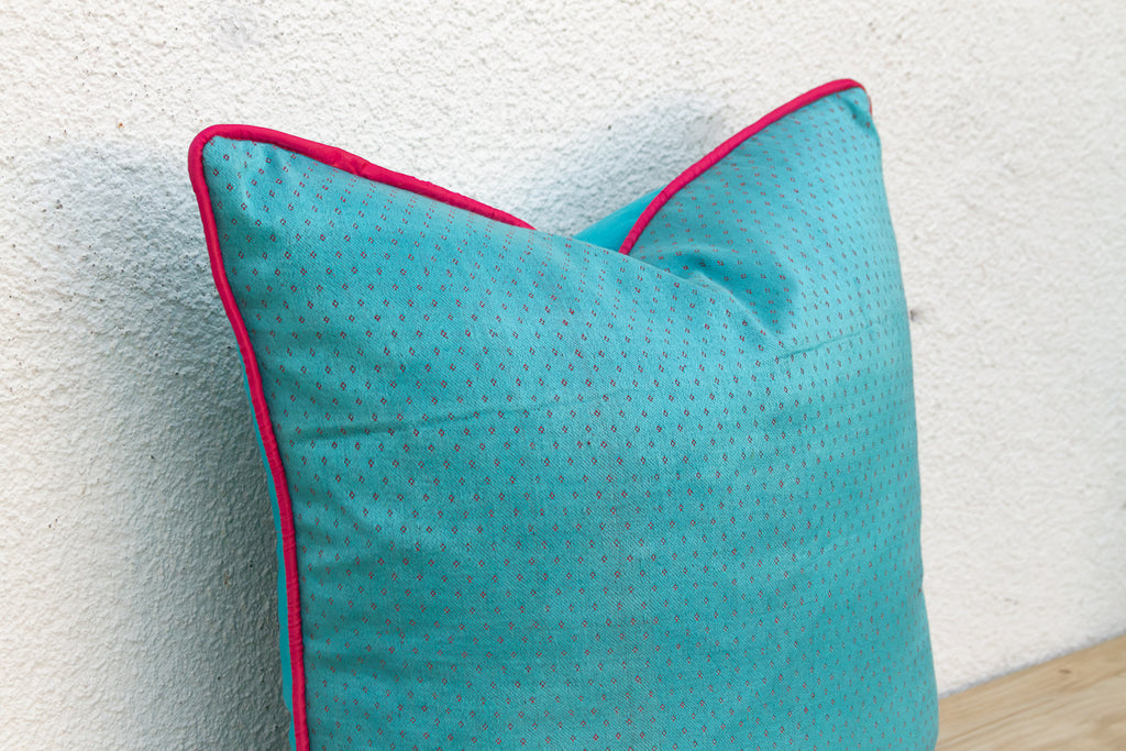 Toya Blue Dotted Ahir Handloom Pillow