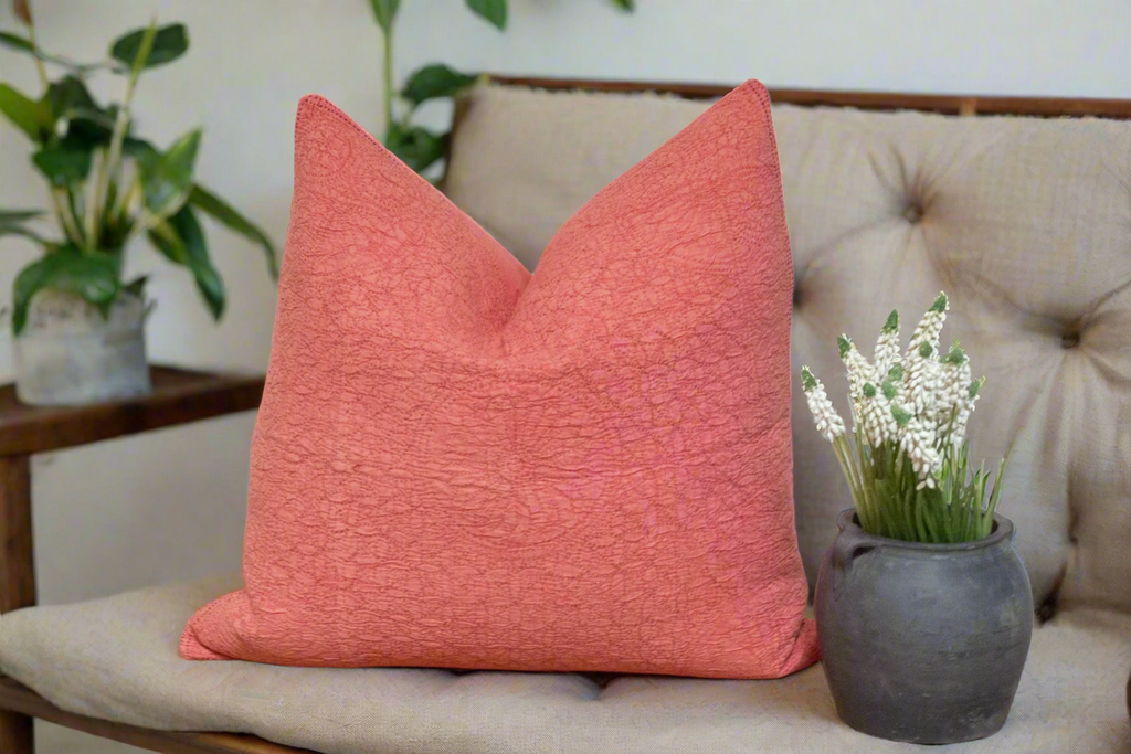 Misty Rose Hand-Stitched Pillow Cover