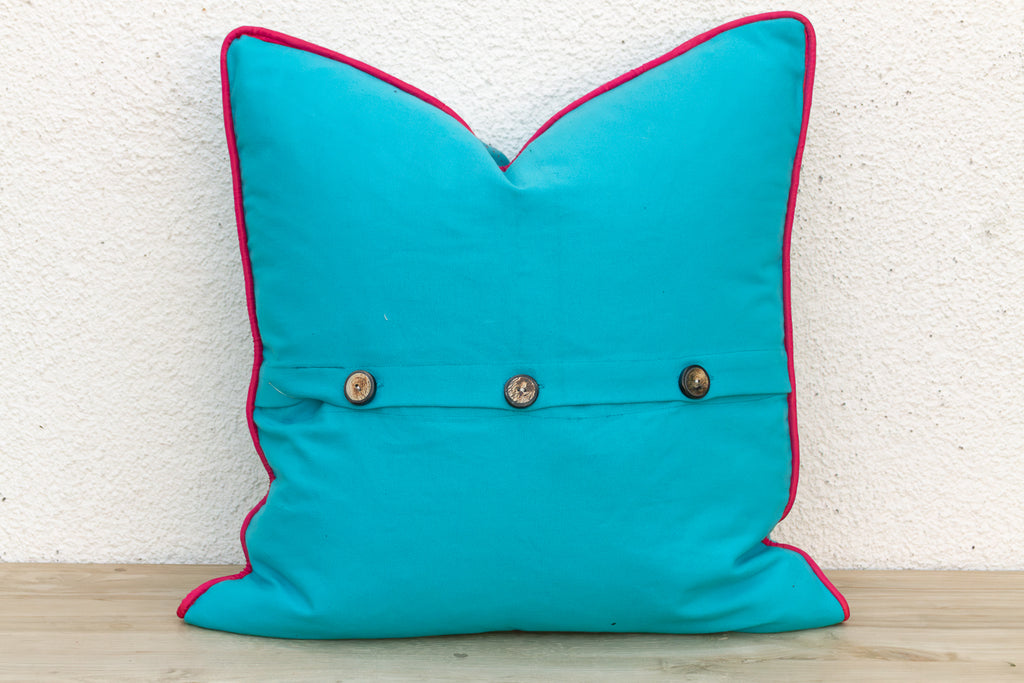Toya Blue Dotted Ahir Handloom Pillow