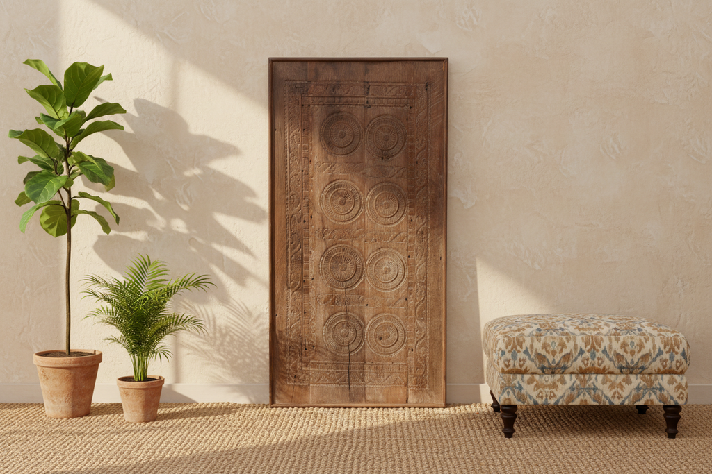Antique Chatera Finely Carved Door Wall Panel (Trade)