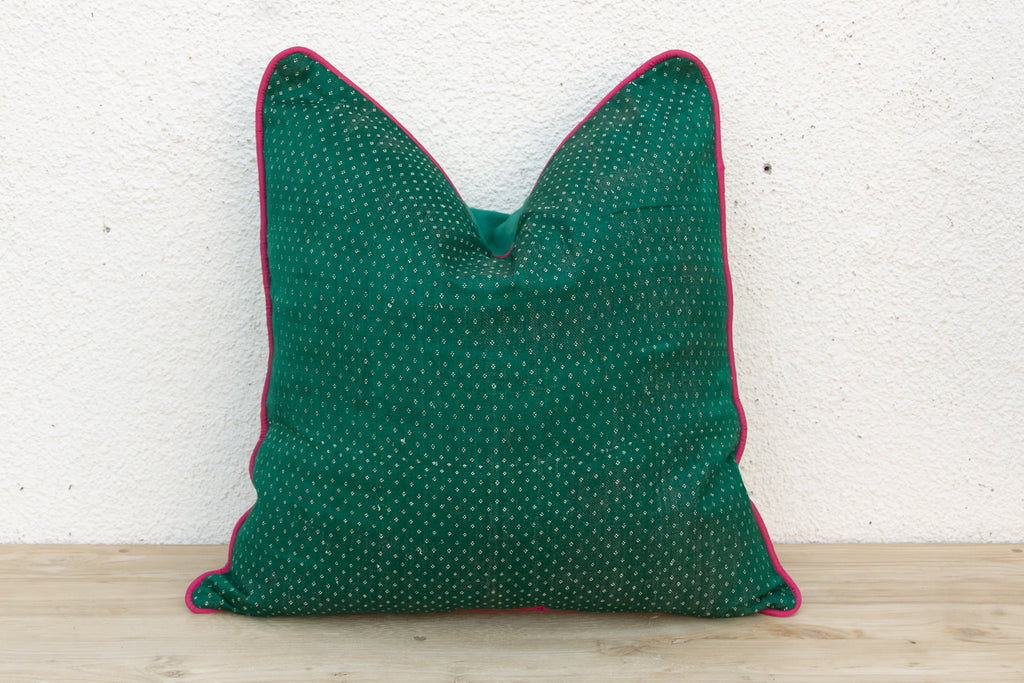 Panna Green Dotted Ahir Handloom Pillow (Trade)