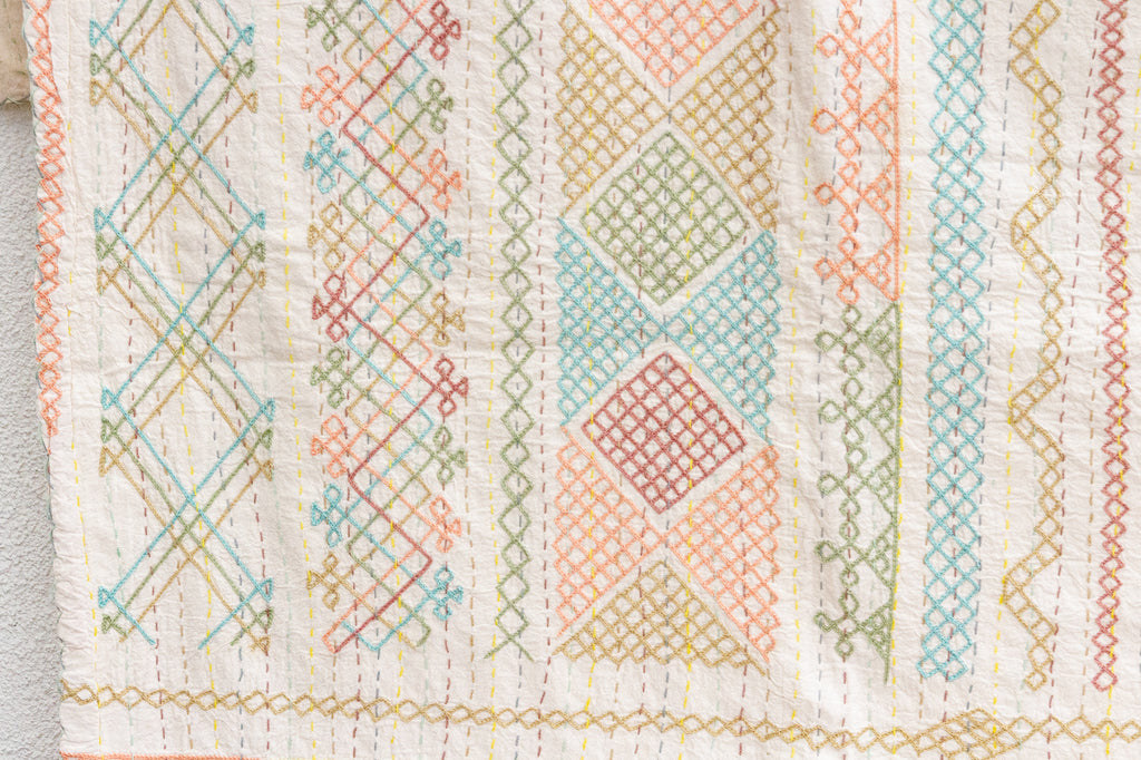 Farmhouse Fresh Hand-stitched Cotton Kantha Bedcover (Trade)
