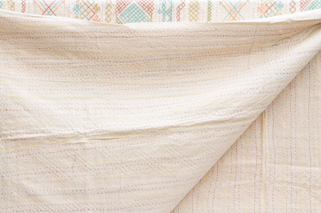 Farmhouse Fresh Hand-stitched Cotton Kantha Bedcover (Trade)