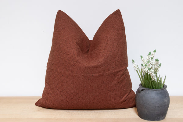 Sepia Hand-Stitched Pillow Cover