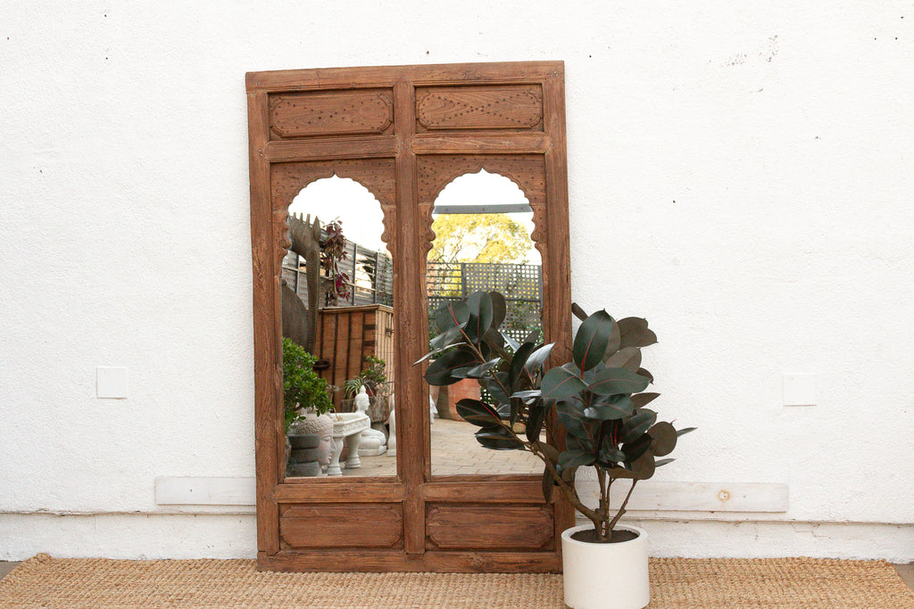 Early 1800's Double Arch Tall Haveli Mirror (Trade)