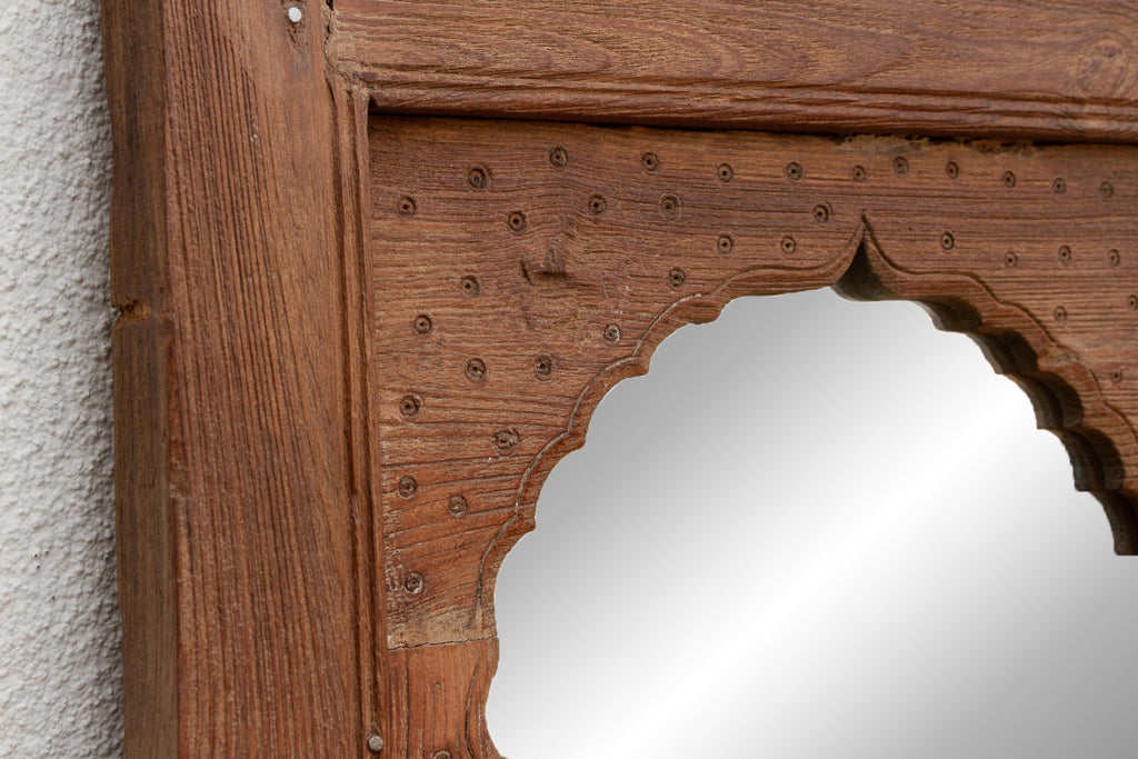 Early 1800's Double Arch Tall Haveli Mirror