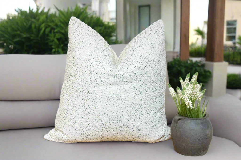 Pine White Hand-Stitched Pillow Cover