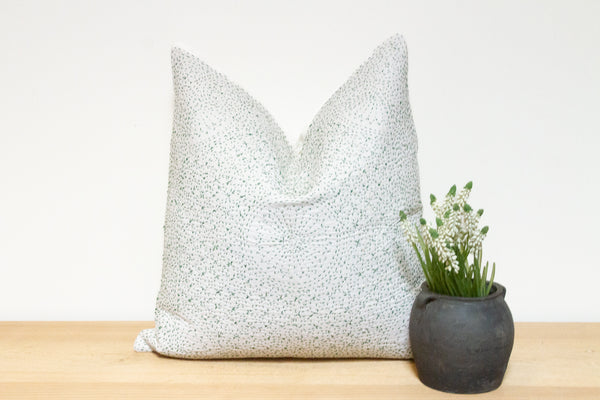 Moss White Hand-Stitched Pillow Cover